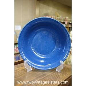 Camping Mixing Bowl Blue White Speckled Enamelware